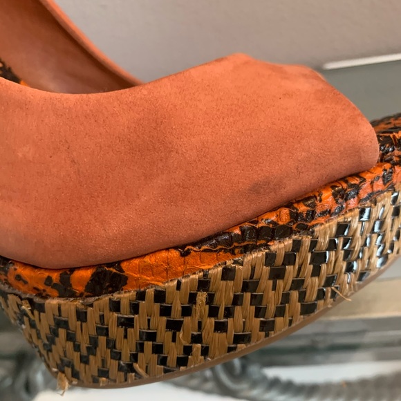 Schutz Wicker Nobuck Block Heel Platforms - Picture 9 of 13